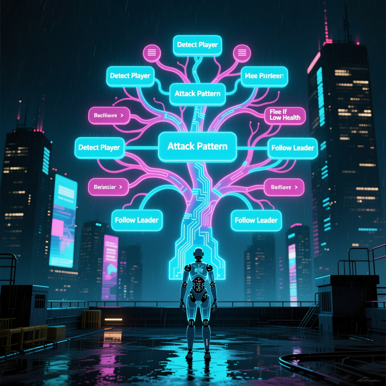 AI behavior trees in gaming